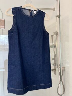 Dark Denim Sleeveless Shift Dress